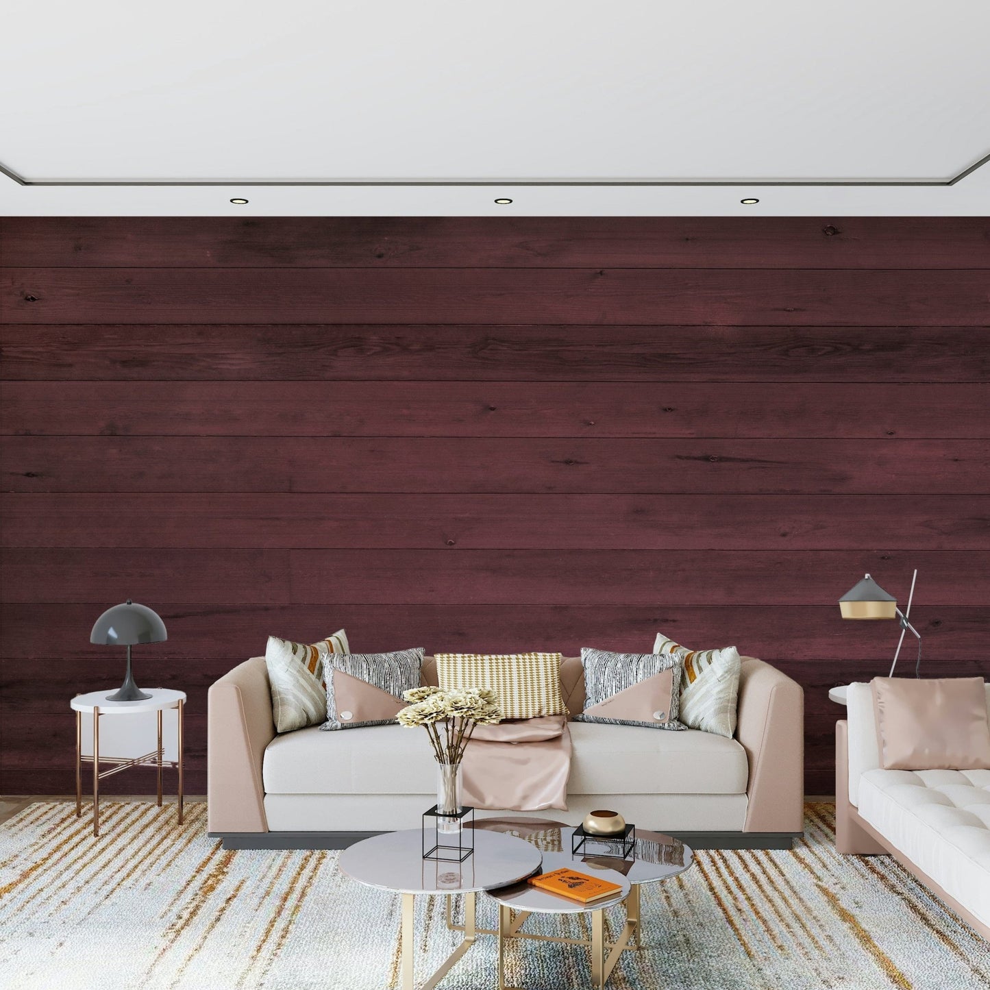 Stylish surface Wine-Stained Wood Wall Mural aged timber aesthetic design