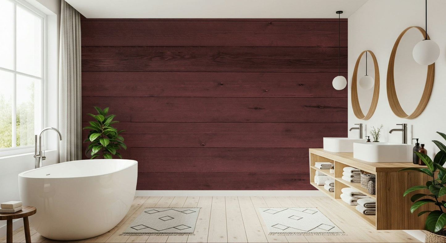 Bathroom wall Wine-Stained Wood Wall Mural rustic wine stained timber style