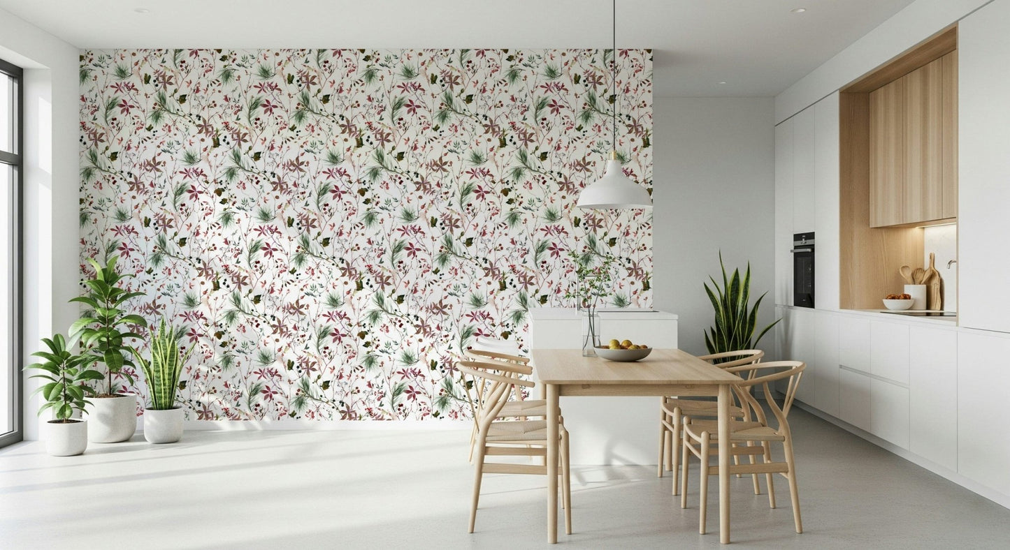 Watercolor Winter Berries wallpaper for walls festive