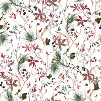 Textured look Winter Berries Watercolor leaves and stems wallpaper