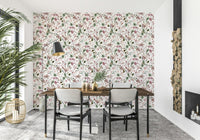Artistic Winter Berries Watercolor wall covering design