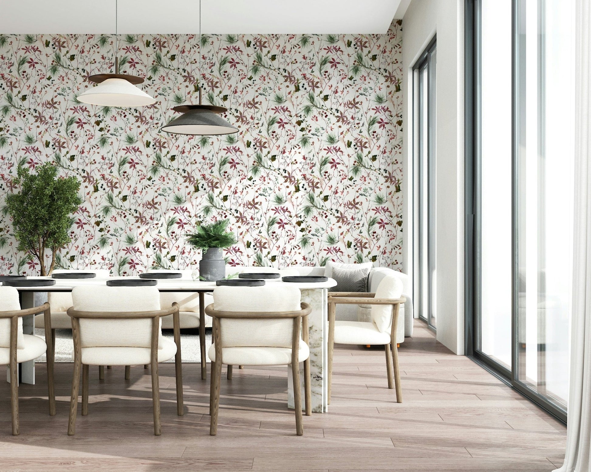 Wall mural featuring Winter Berries Watercolor design
