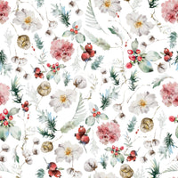 Watercolor foliage and cotton Winter Bloom Watercolor wall art.