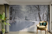 A close-up of the delicate buildings and snow.

