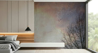 Cold season tree silhouette wall mural in blush tones