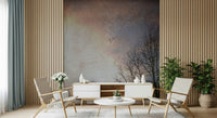 Leafless tree winter wall mural in soft grey pink