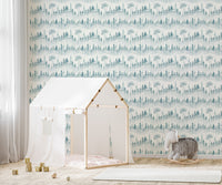Winter forest wallpaper in soft tones