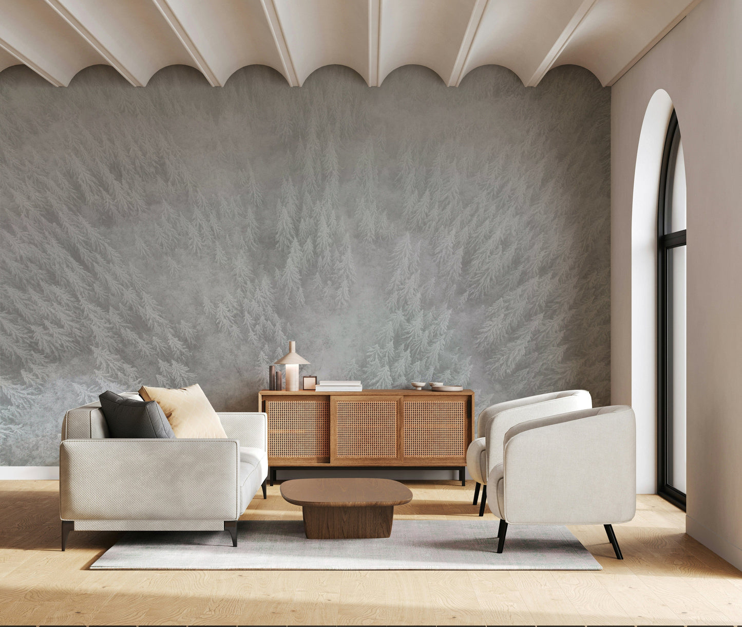 Icy forest landscape, mesmerizing white trees, Frosted Canopy product image.