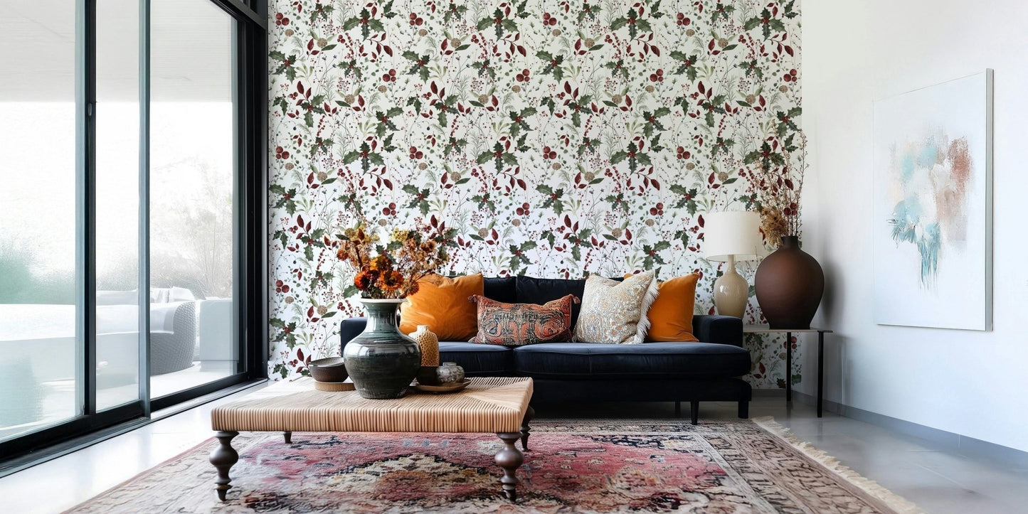 Seasonal Winter Garden paper wall decor with mistletoe.
