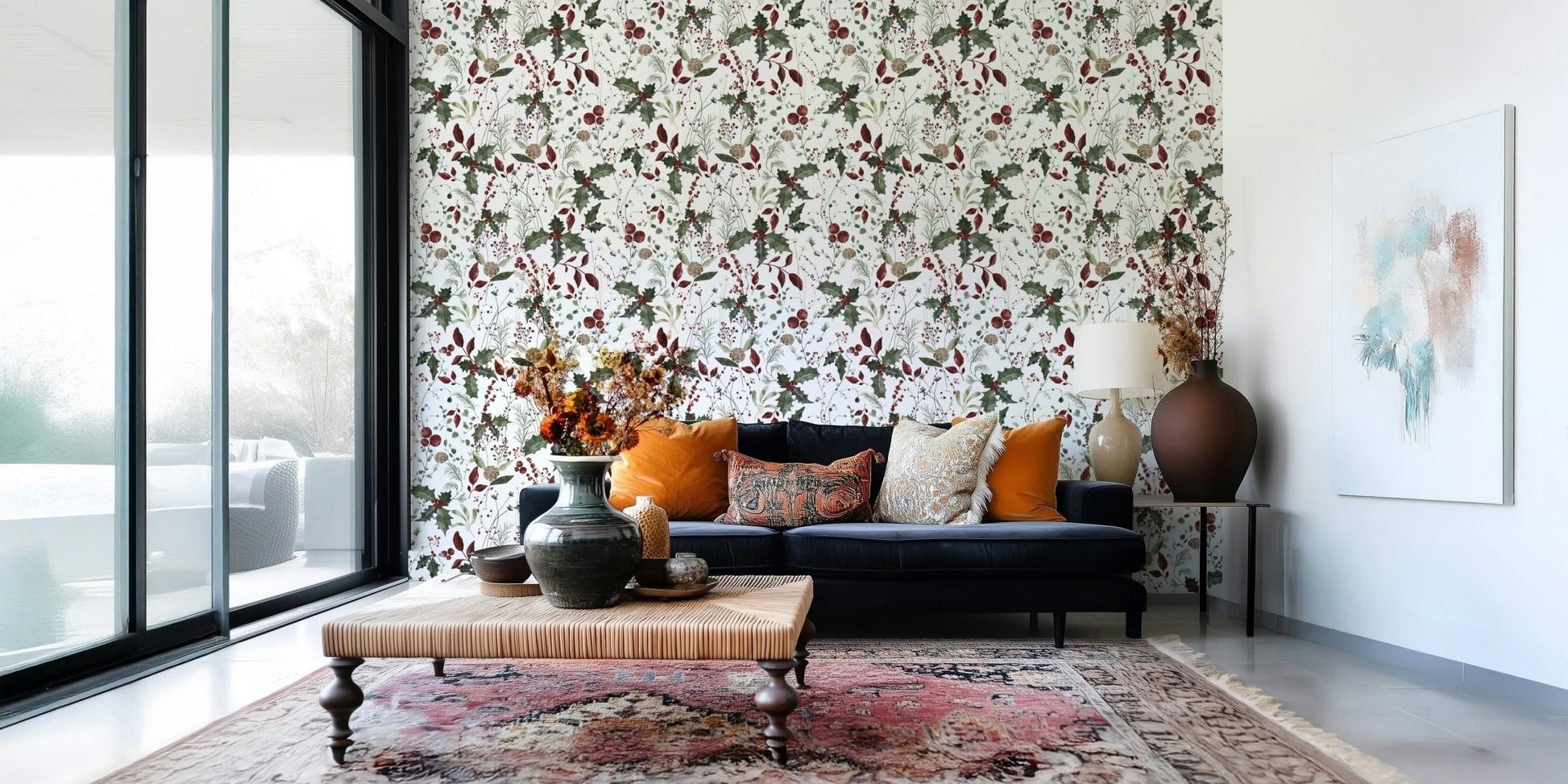 Seasonal Winter Garden paper wall decor with mistletoe.