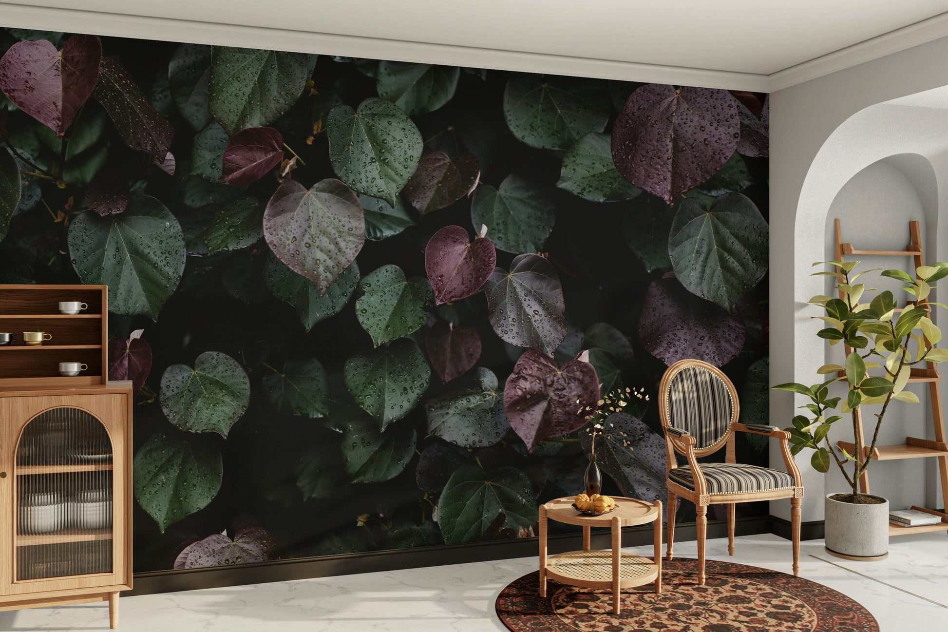 The wallpaper for walls being admired in a home.

