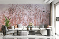 Icy meadow print mural, close-up details of wild grass.