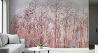 Graceful dormant plants wall mural, subtle nature pattern.