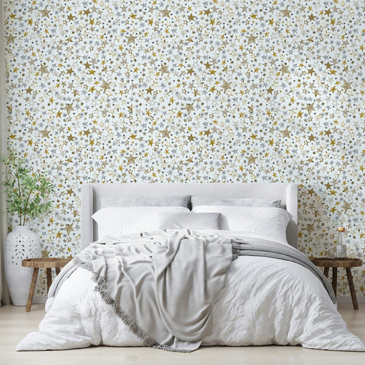 Delicate gold star home décor for a peaceful baby bedroom in a contemporary home.