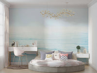 A serene winter wave wall mural for nautical decor.

