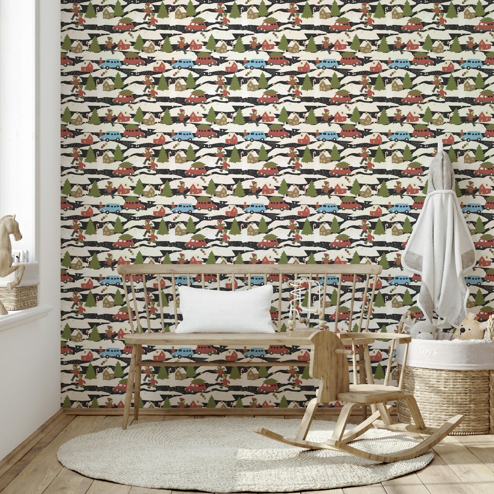 Snowy Town Adventure peaceful wall art