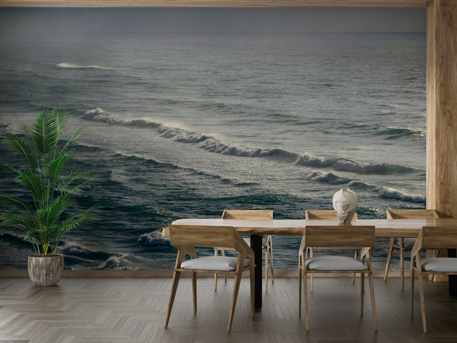 The wallpaper for walls being admired in a home.

