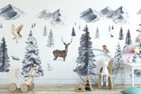 Snowy forest winter wonderland wallpaper for walls