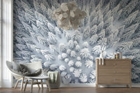 Winter’s Embrace Wall Mural in office, clean white wall with icy landscape view
