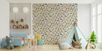 Artistic winter forest backdrop with deer figures for a textured feature wall.