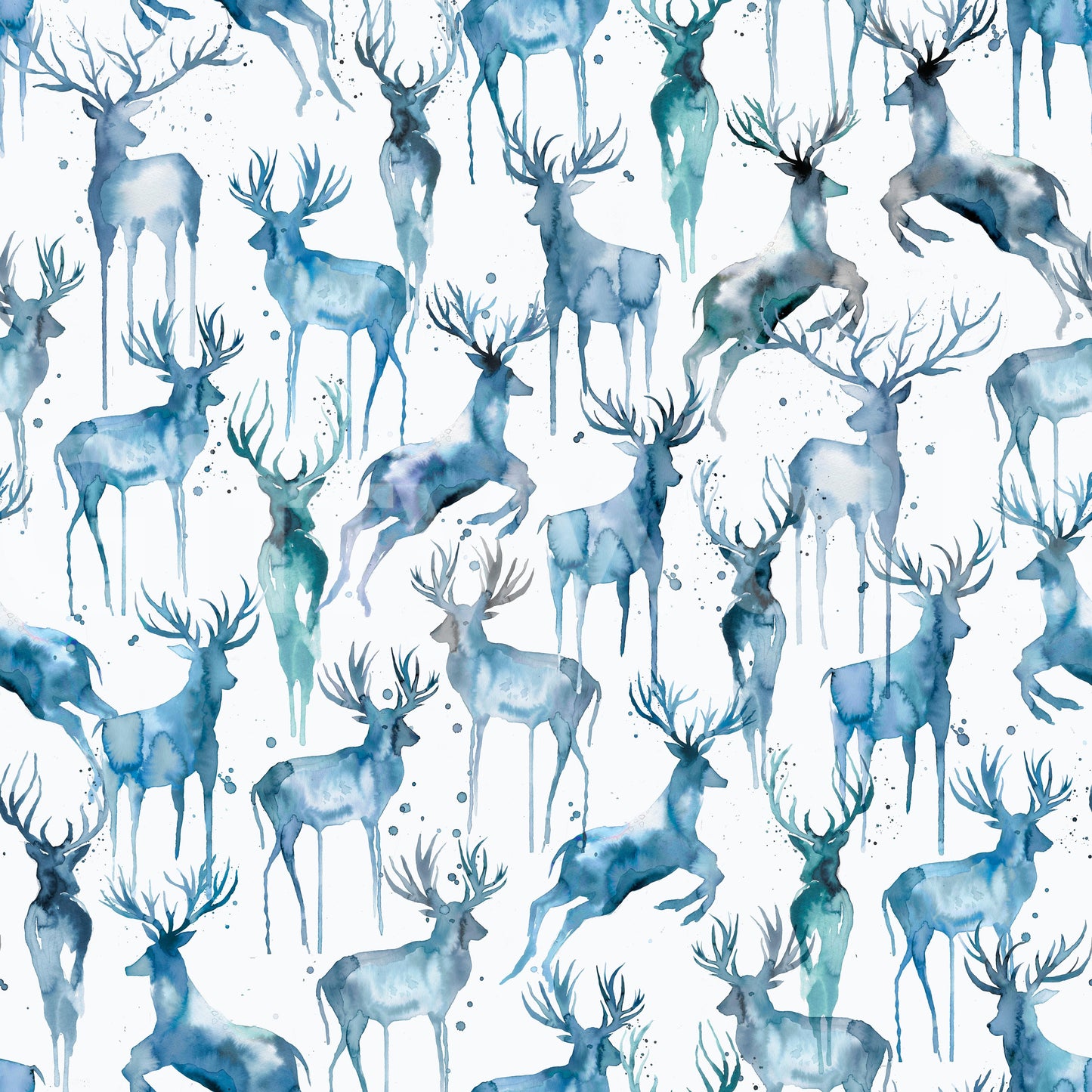 Chic wintery deer scenery wall mural for a luxury urban apartment.