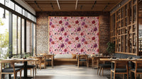 Wintery Bouquets Flowers Soft Pink Wallpaper for a guest room accent wall.