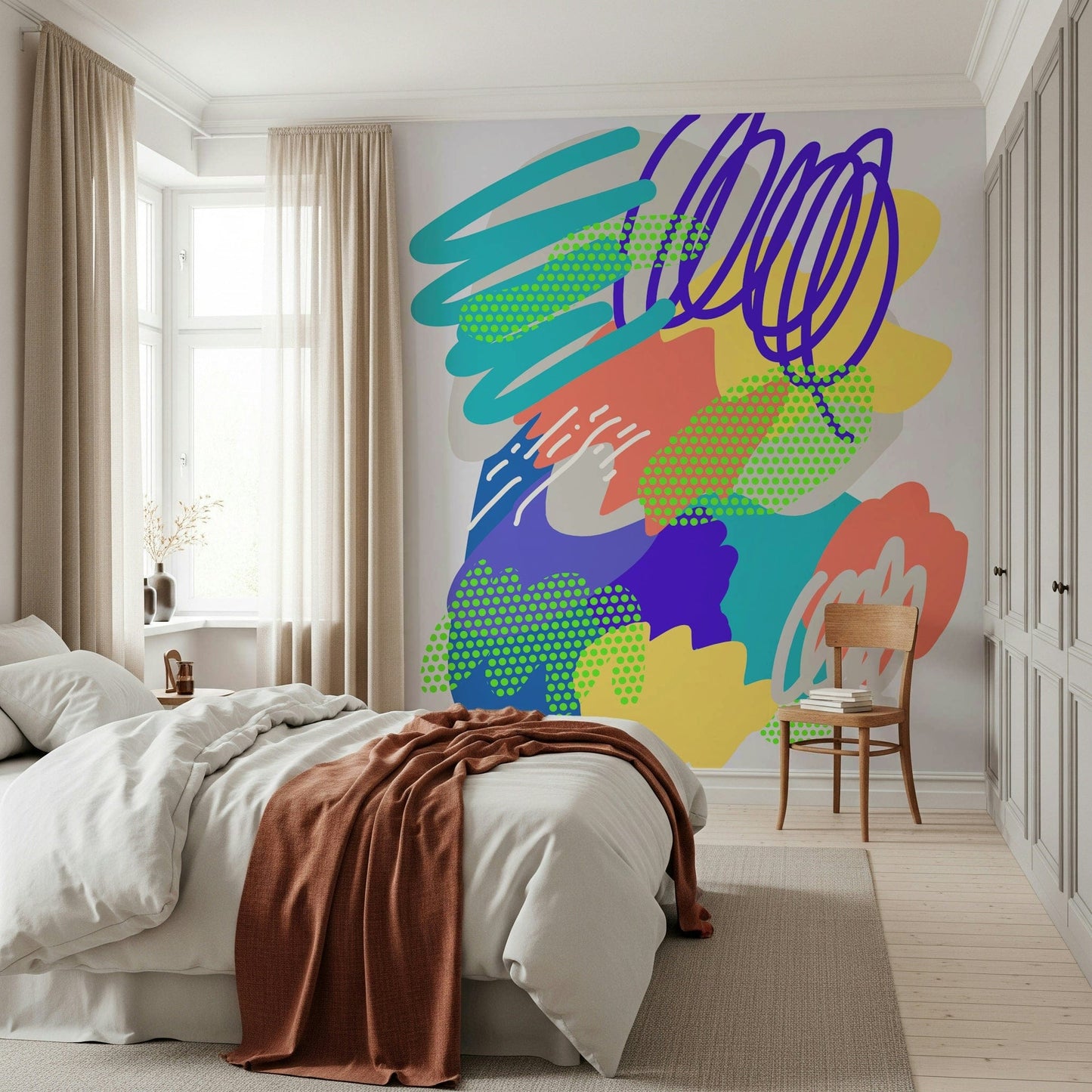 Artistic splash colorful pattern, unique wall mural, Wonders2 style.