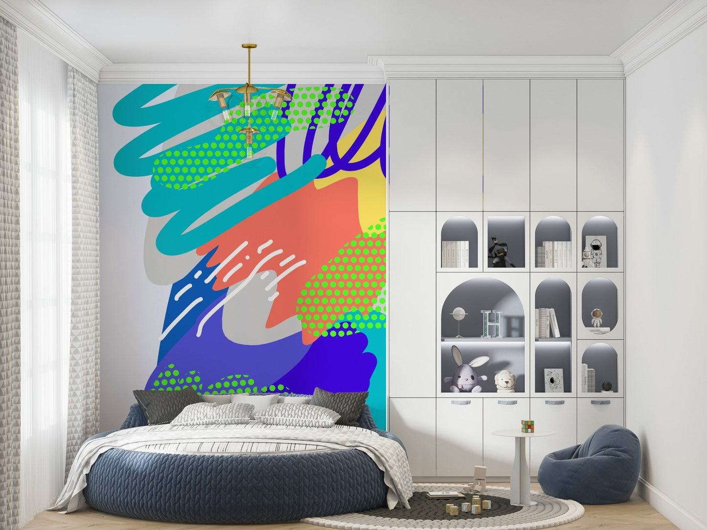 Abstract wallcovering, energetic paint strokes, brilliant Wonders2 choice.