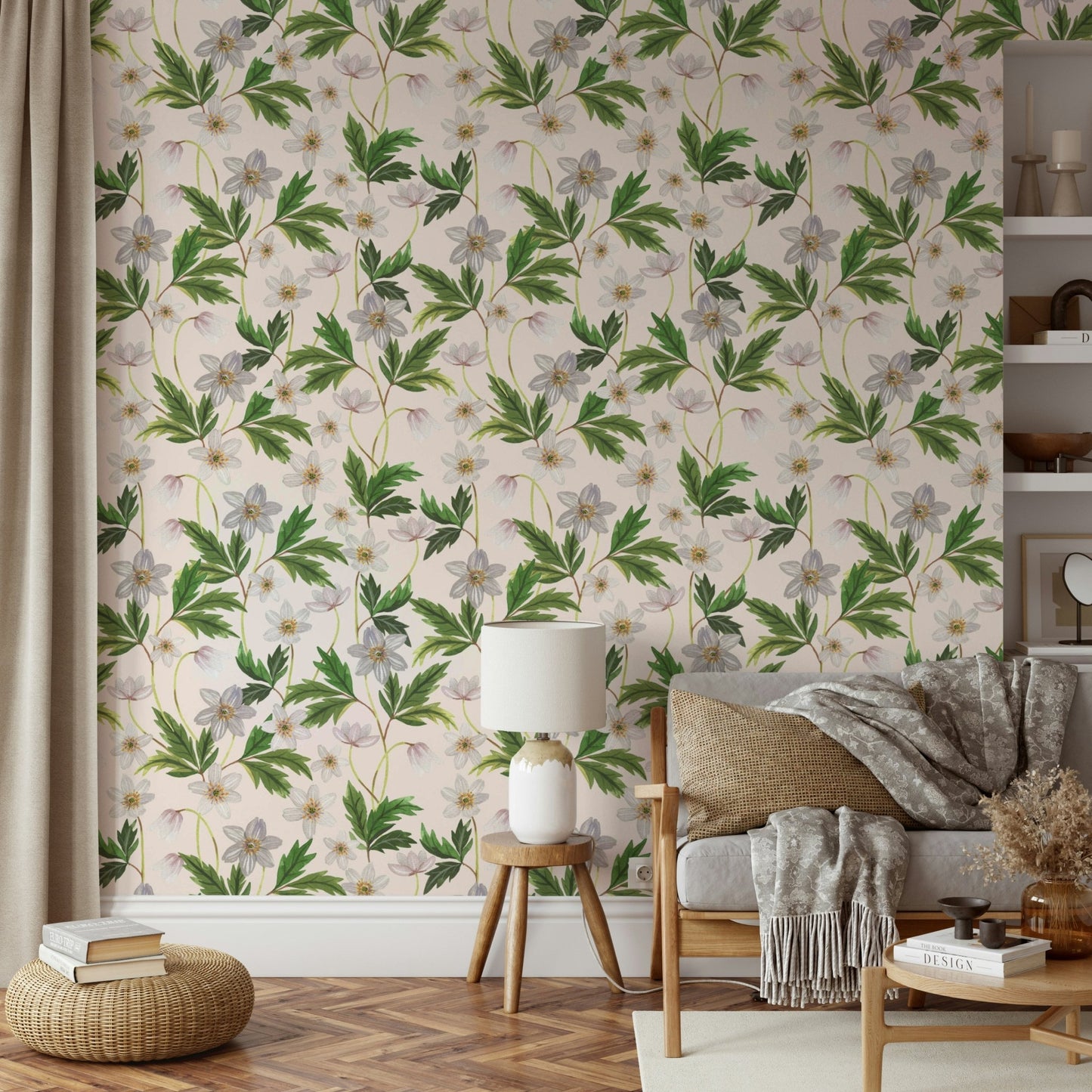 Floral wall decor with Wood Anemone print

