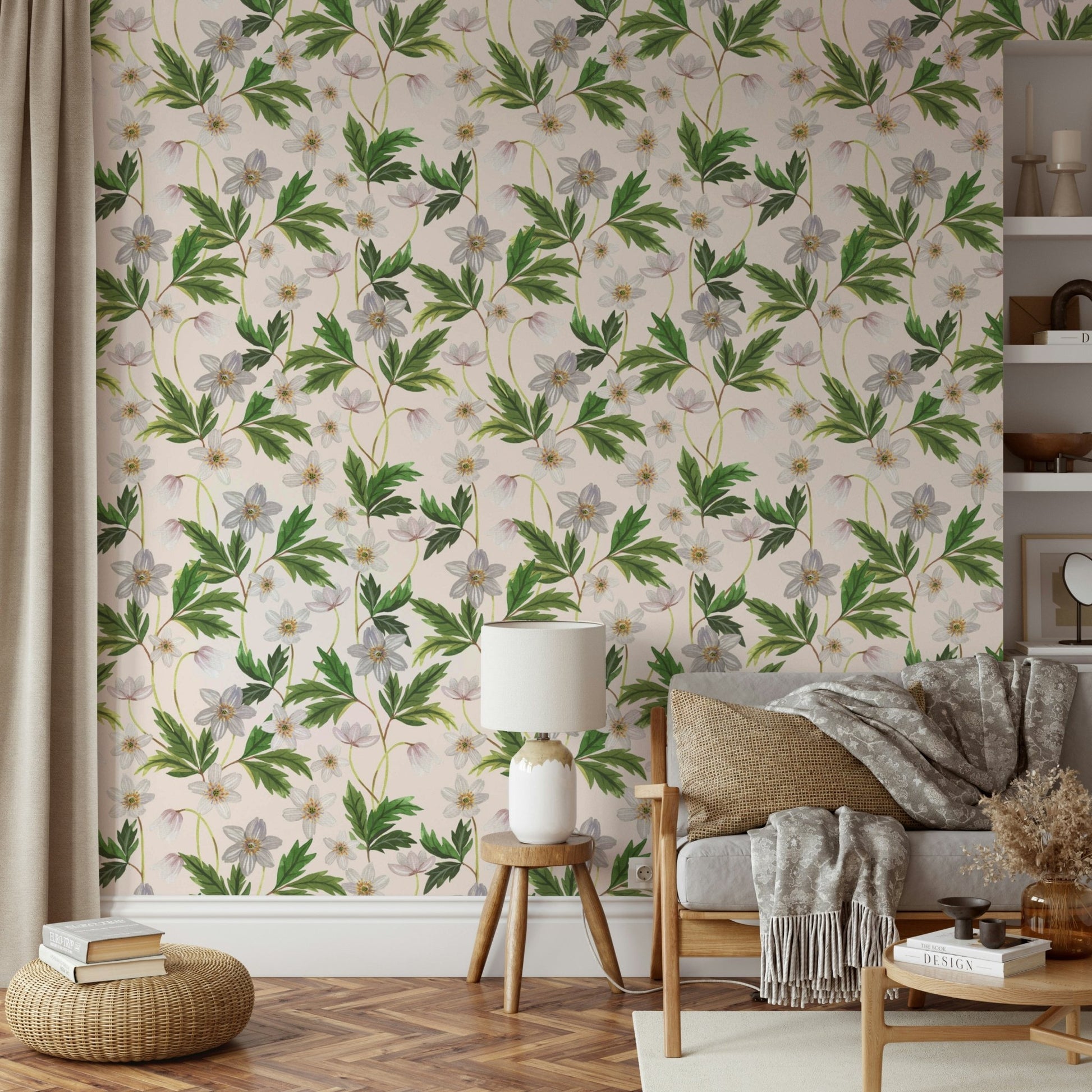 Floral wall decor with Wood Anemone print

