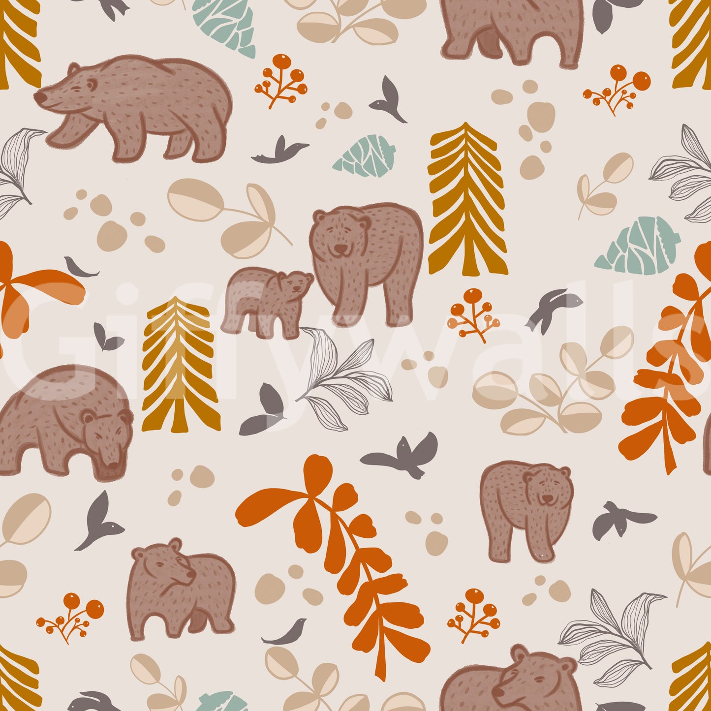 Charming woodland animal scene for nursery walls

