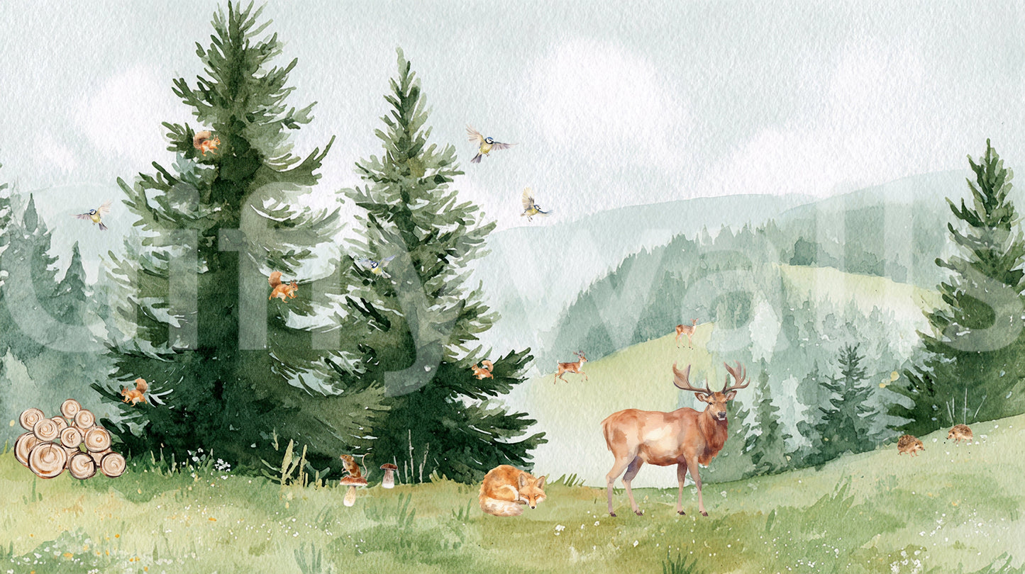 A stylish forest animal wall covering.