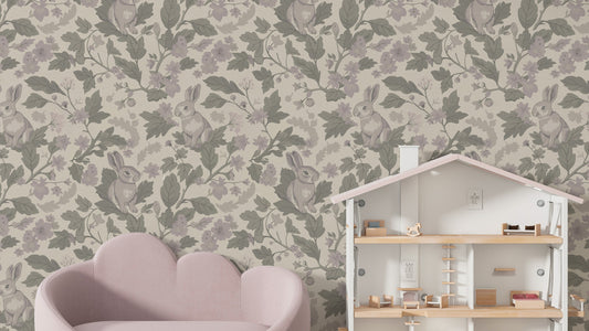 Woodland Garden – Dusty Lavender Wallpaper⁠