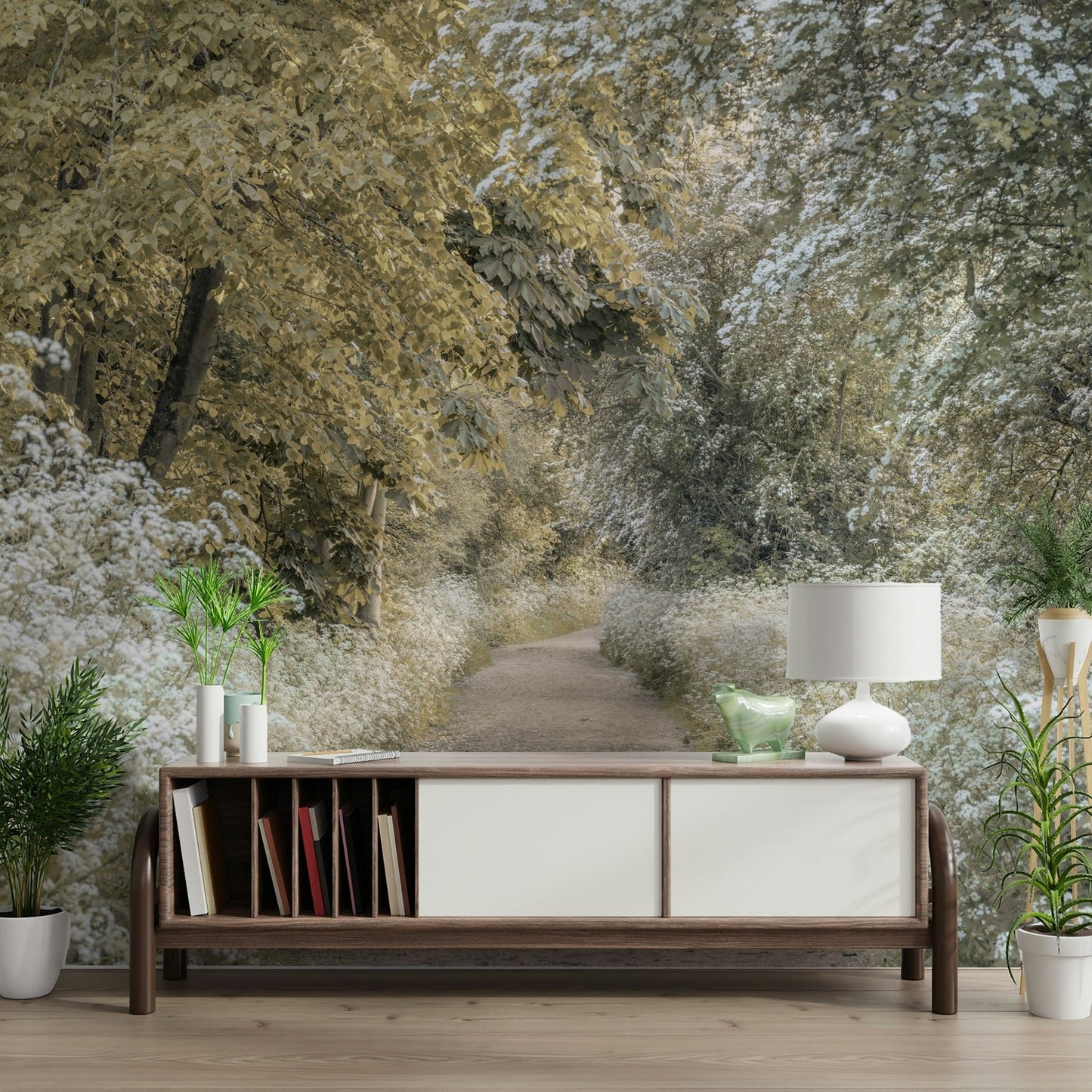 Springtime mural wallpaper for bedroom walls

