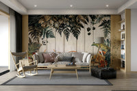 The colors are soft, natural tones of green and brown.


