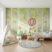 Woodland Whimsical Animals Balloon Ride Wall Mural