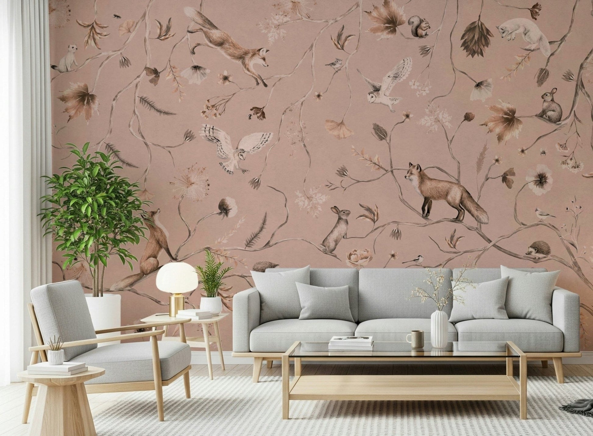 Detailed mural capturing the calm and serenity of a forest landscape