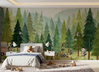 Woodland Wolf Camp Wall Mural
