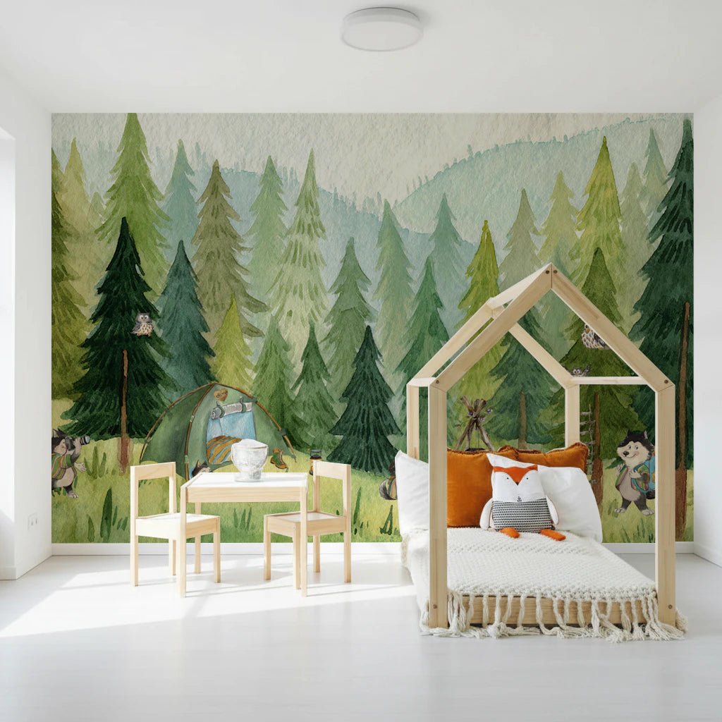 Woodland Wolf Camp Wall Mural