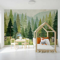 Woodland Wolf Camp Wall Mural
