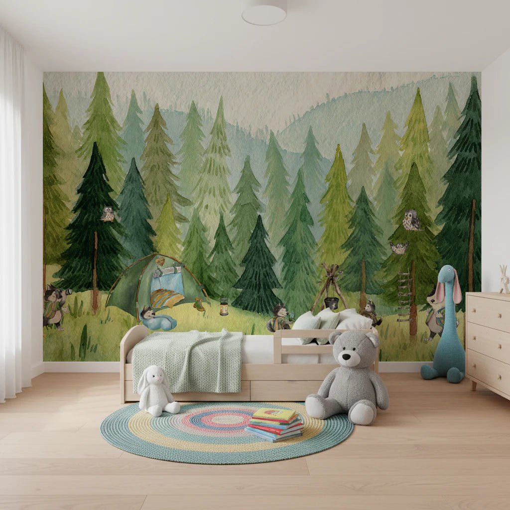 Woodland Wolf Camp Wall Mural