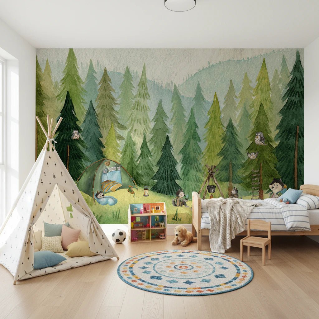 Woodland Wolf Camp Wall Mural