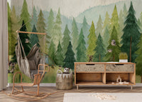 Woodland Wolf Camp Wall Mural