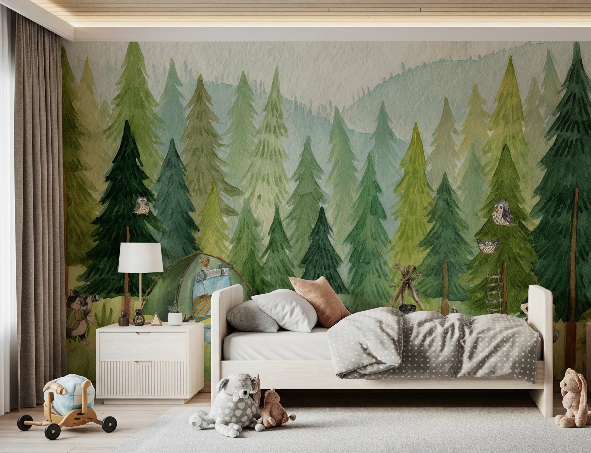 Woodland Wolf Camp Wall Mural