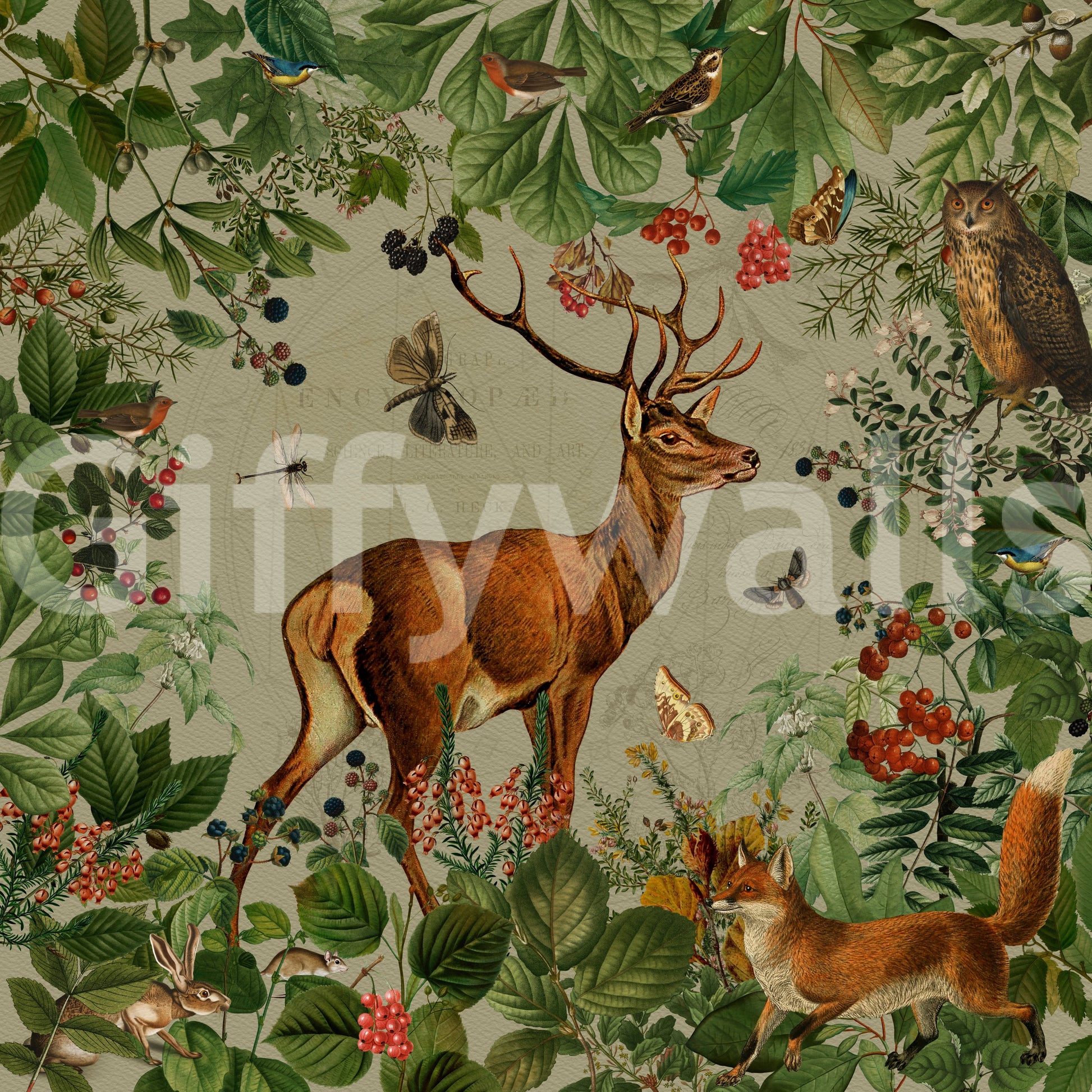 Rustic woodland wallpaper for living rooms

