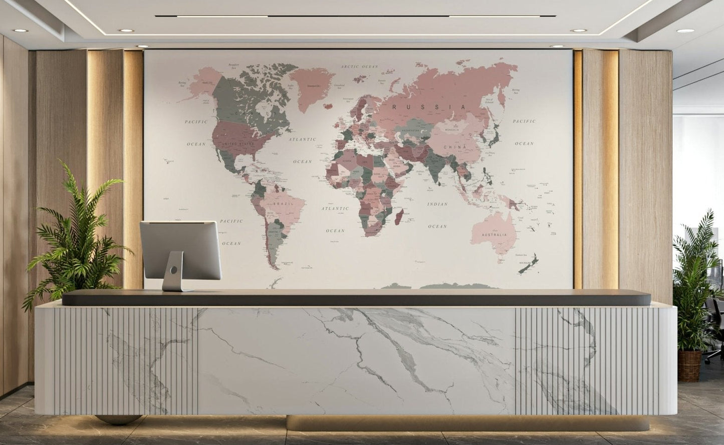 Kids room world map wall design

