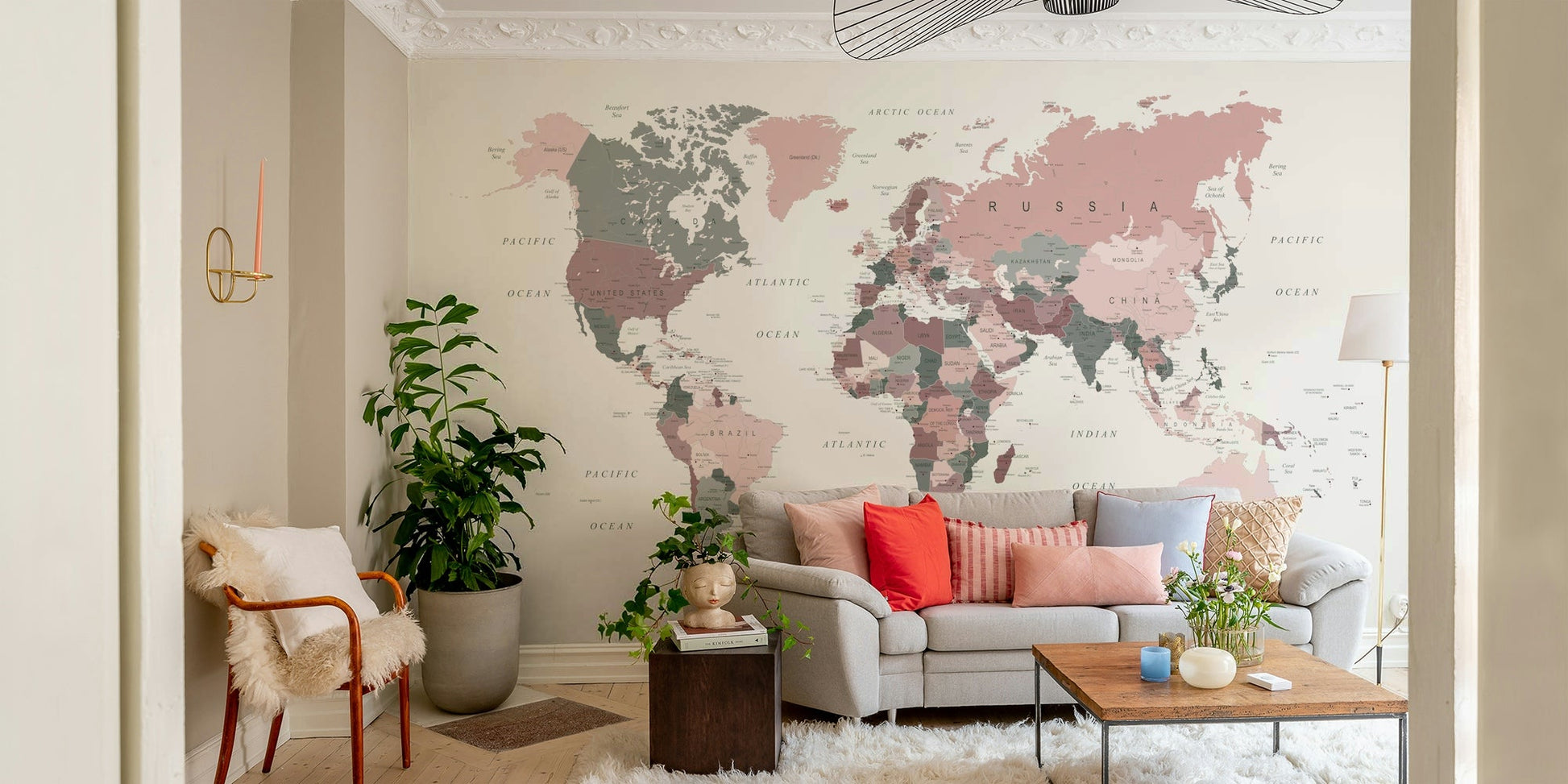 Soft pastel world map wallpaper

