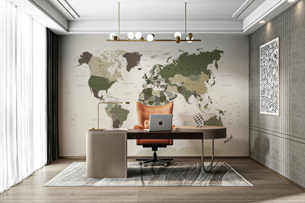 Rugged map wall design

