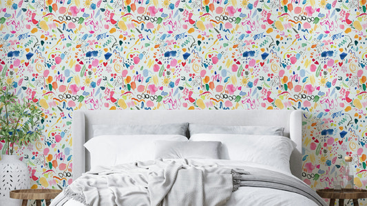 Yellow Abstract Party Wallpaper | Bold Wall Style

