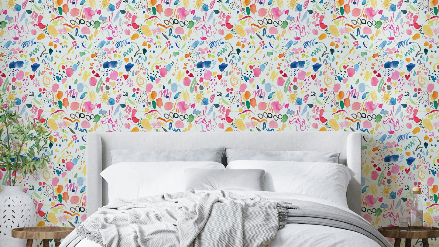 Yellow Abstract Party Wallpaper | Bold Wall Style

